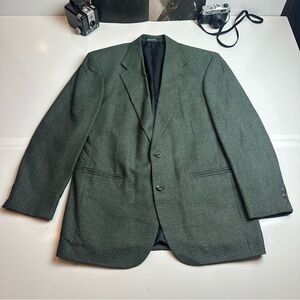 Y2K Italian Heritage Fenzia Green Check Silk Wool Blazer 40R Quiet Luxury